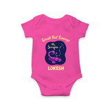Scorpio Mini Warrior Zodiac Printed Baby Romper - HOT PINK - New Born (Chest 14")