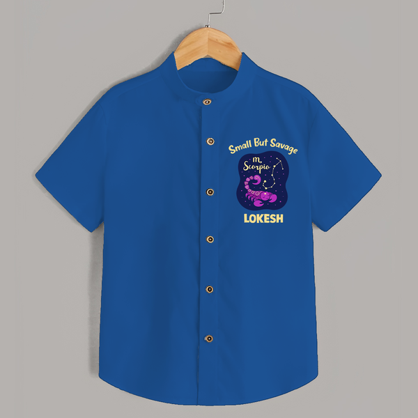 Scorpio Mini Warrior Zodiac Printed Baby shirt - COBALT BLUE - 0 - 6 Months Old (Chest 23")