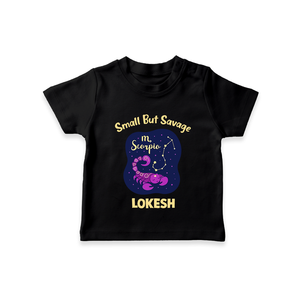 Scorpio Mini Warrior Zodiac Printed Baby T shirt  - BLACK - 0-5 Months Old (Chest 17")