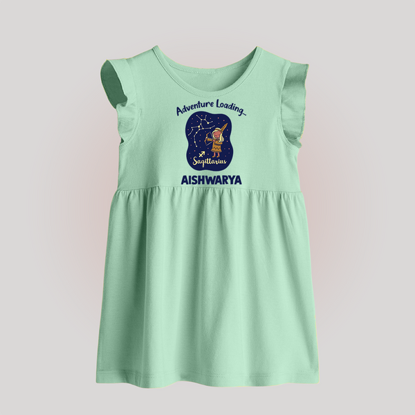 Capricorn Future Leader Zodiac Printed Baby Frock - MINT GREEN - 0 - 3 Months Old (Chest 17")
