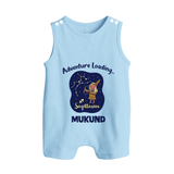 Capricorn Future Leader Zodiac Printed Baby Button Romper - BABY BLUE - New Born (Chest 18")