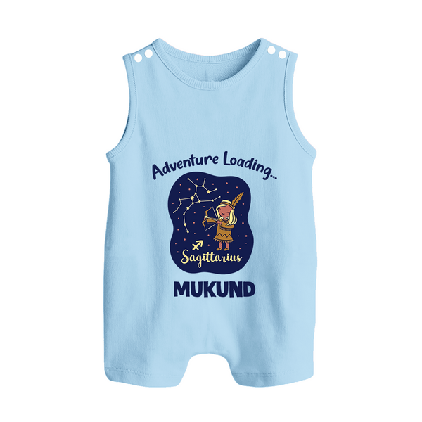 Capricorn Future Leader Zodiac Printed Baby Button Romper - BABY BLUE - New Born (Chest 18")