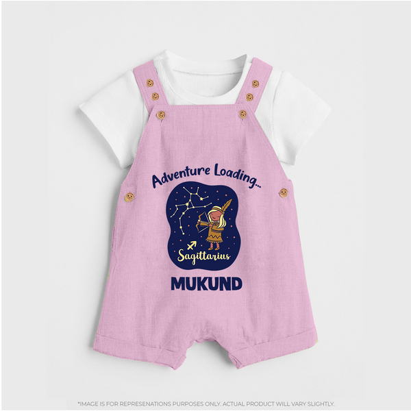 Capricorn Future Leader Zodiac Printed Baby Dungaree - BABY PINK - 0 - 5 Months Old (Chest 18")