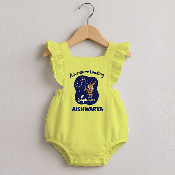 Capricorn Future Leader Zodiac Printed Baby Romper Frock - PASTEL YELLOW - 0 - 3 Months Old (Chest 19")