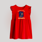 Capricorn Future Leader Zodiac Printed Baby Frock - RED - 0 - 3 Months Old (Chest 17")