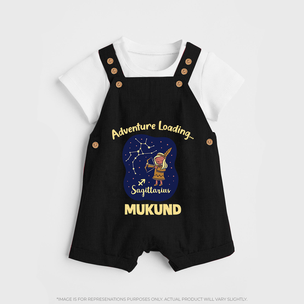 Capricorn Future Leader Zodiac Printed Baby Dungaree - BLACK - 0 - 5 Months Old (Chest 18")