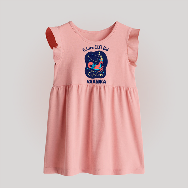Aquarius Unique Soul Zodiac Printed  Baby Frock - BABY PINK - 0 - 3 Months Old (Chest 17")