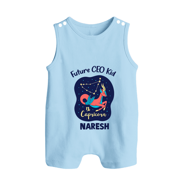 Aquarius Unique Soul Zodiac Printed Baby Button Romper - BABY BLUE - New Born (Chest 18")