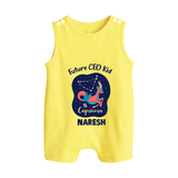 Aquarius Unique Soul Zodiac Printed Baby Button Romper - PASTEL YELLOW - New Born (Chest 18")
