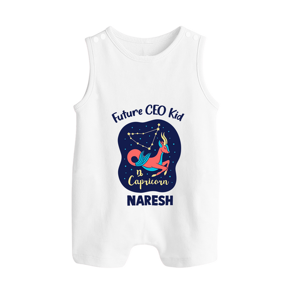 Aquarius Unique Soul Zodiac Printed Baby Button Romper - WHITE - New Born (Chest 18")