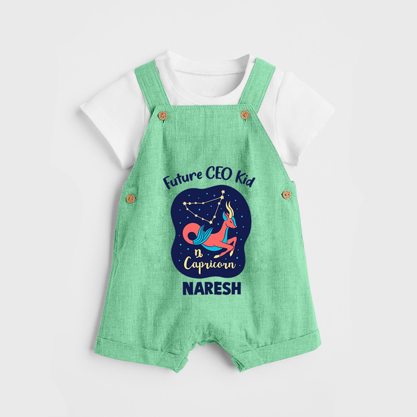 Aquarius Unique Soul Zodiac Printed Baby Dungaree - GREEN - 0 - 5 Months Old (Chest 18")