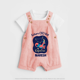 Aquarius Unique Soul Zodiac Printed Baby Dungaree - PEACH - 0 - 5 Months Old (Chest 18")