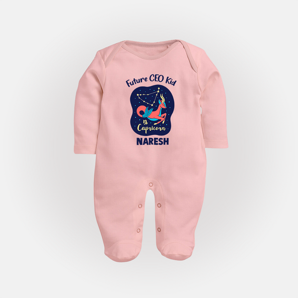Aquarius Unique Soul Zodiac Printed BabyFullbody Suit - BABY PINK - New Born (Chest 7.5")
