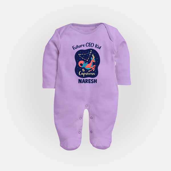 Aquarius Unique Soul Zodiac Printed BabyFullbody Suit - LILAC - New Born (Chest 7.5")