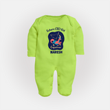 Aquarius Unique Soul Zodiac Printed BabyFullbody Suit - LIME GREEN - New Born (Chest 7.5")