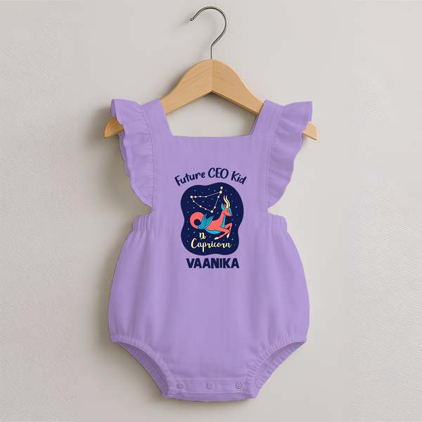 Aquarius Unique Soul Zodiac Printed Baby Romper Frock - LILAC - 0 - 3 Months Old (Chest 19")