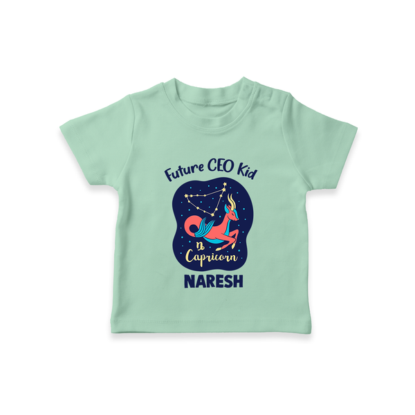 Aquarius Unique Soul Zodiac Printed Baby T shirt  - MINT GREEN - 0-5 Months Old (Chest 17")