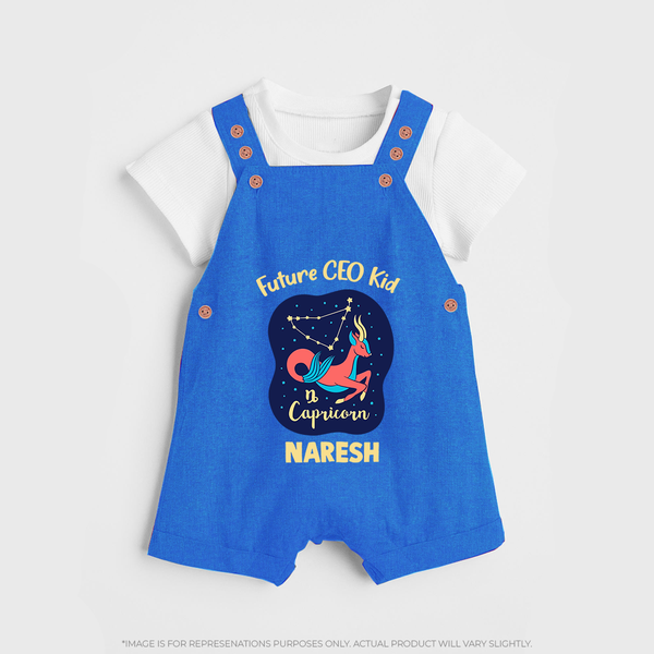 Aquarius Unique Soul Zodiac Printed Baby Dungaree - COBALT BLUE - 0 - 5 Months Old (Chest 18")