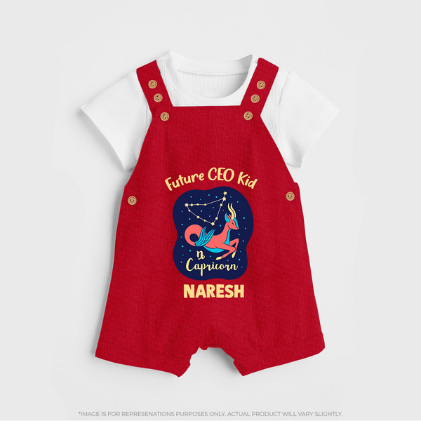 Aquarius Unique Soul Zodiac Printed Baby Dungaree - RED - 0 - 5 Months Old (Chest 18")