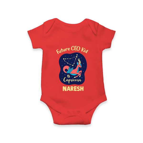 Aquarius Unique Soul Zodiac Printed Baby Romper - RED - New Born (Chest 14")