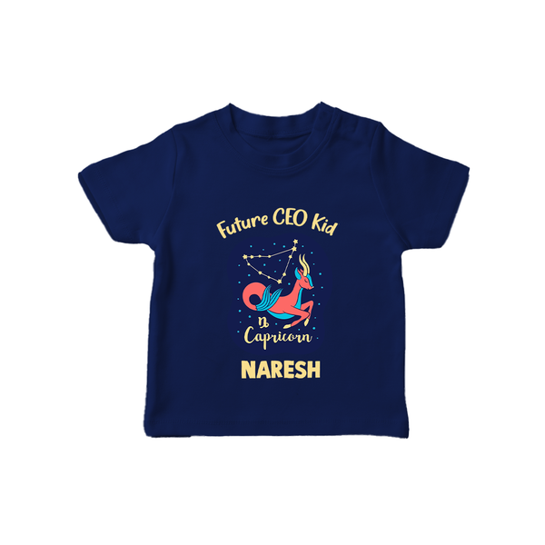 Aquarius Unique Soul Zodiac Printed Baby T shirt  - NAVY BLUE - 0-5 Months Old (Chest 17")