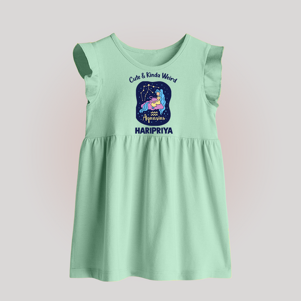 Cancer Cuddle Star Zodiac Printed  Baby Frock - MINT GREEN - 0 - 3 Months Old (Chest 17")