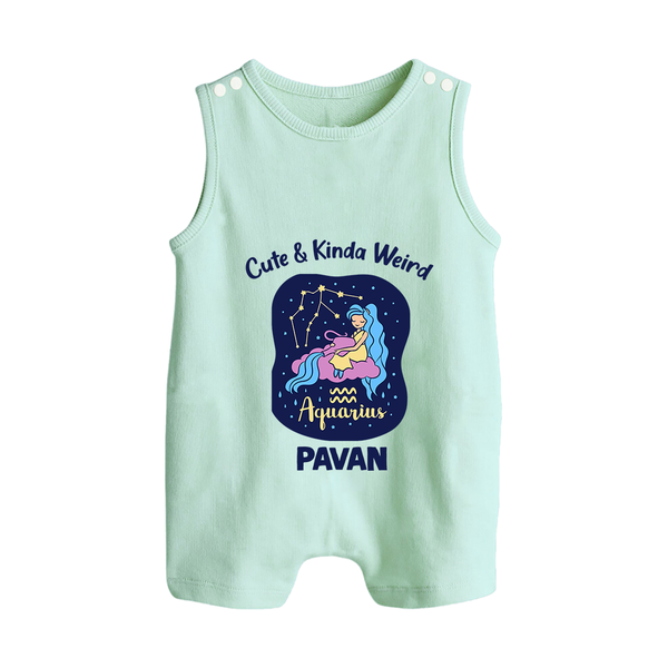 Cancer Cuddle Star Zodiac Printed Baby Button Romper - MINT GREEN - New Born (Chest 18")
