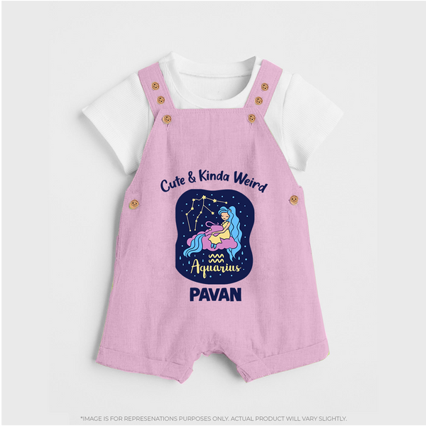 Cancer Cuddle Star Zodiac Printed Baby Dungaree - BABY PINK - 0 - 5 Months Old (Chest 18")