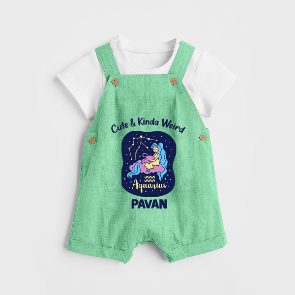 Cancer Cuddle Star Zodiac Printed Baby Dungaree - GREEN - 0 - 5 Months Old (Chest 18")