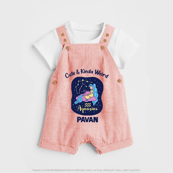 Cancer Cuddle Star Zodiac Printed Baby Dungaree - PEACH - 0 - 5 Months Old (Chest 18")