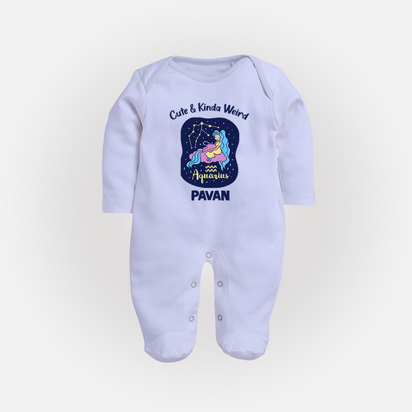Cancer Cuddle Star Zodiac Printed BabyFullbody Suit - BABY BLUE - New Born (Chest 7.5")