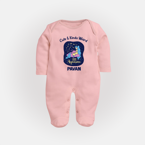 Cancer Cuddle Star Zodiac Printed BabyFullbody Suit - BABY PINK - New Born (Chest 7.5")