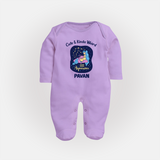 Cancer Cuddle Star Zodiac Printed BabyFullbody Suit - LILAC - New Born (Chest 7.5")