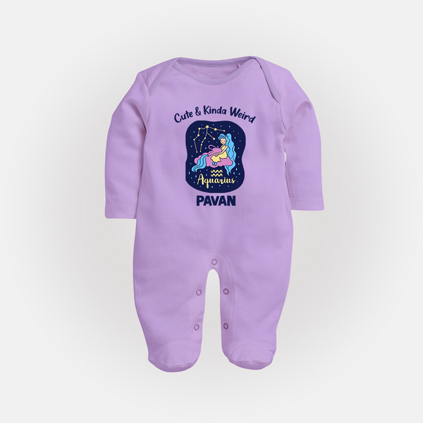 Cancer Cuddle Star Zodiac Printed BabyFullbody Suit - LILAC - New Born (Chest 7.5")