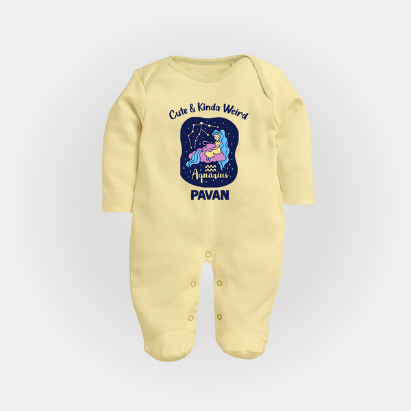 Cancer Cuddle Star Zodiac Printed BabyFullbody Suit - PASTEL YELLOW - New Born (Chest 7.5")