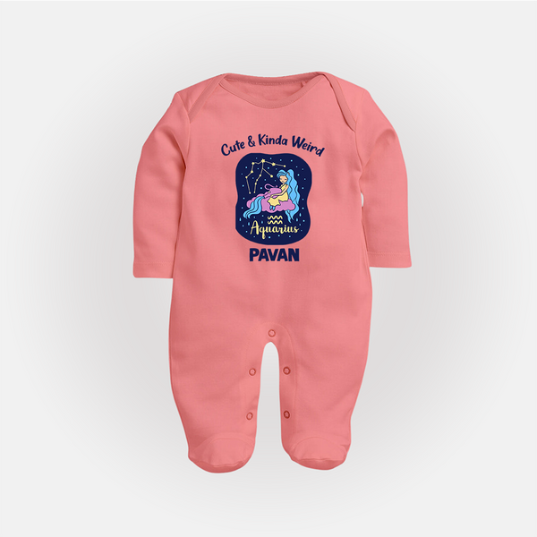 Cancer Cuddle Star Zodiac Printed BabyFullbody Suit - PEACH - New Born (Chest 7.5")