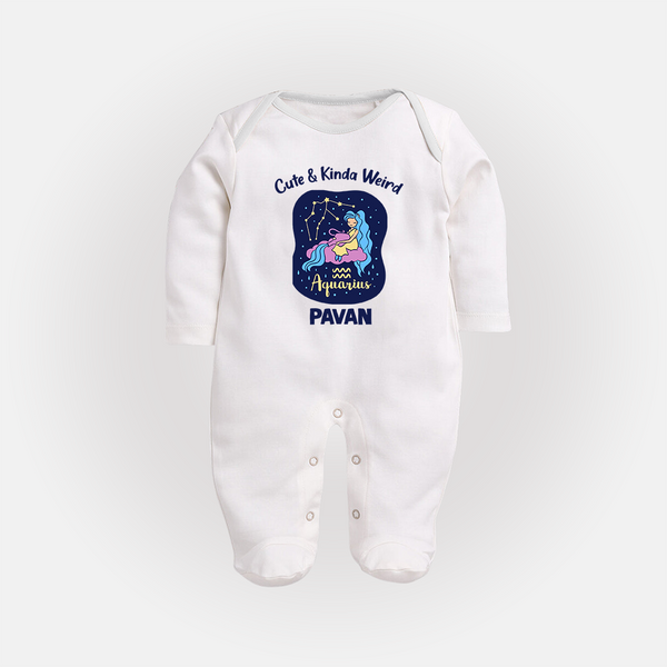 Cancer Cuddle Star Zodiac Printed BabyFullbody Suit - WHITE - New Born (Chest 7.5")