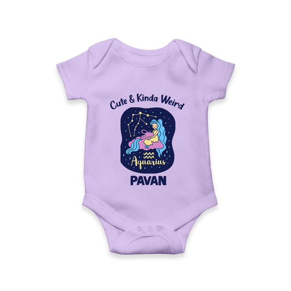 Cancer Cuddle Star Zodiac Printed Baby Romper - LILAC - New Born (Chest 14")