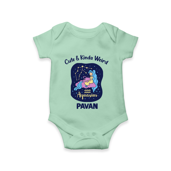 Cancer Cuddle Star Zodiac Printed Baby Romper - MINT GREEN - New Born (Chest 14")