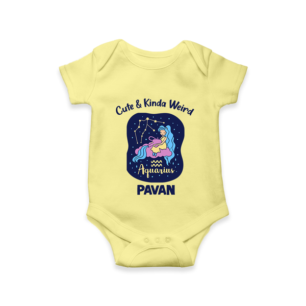 Cancer Cuddle Star Zodiac Printed Baby Romper - PASTEL YELLOW - New Born (Chest 14")
