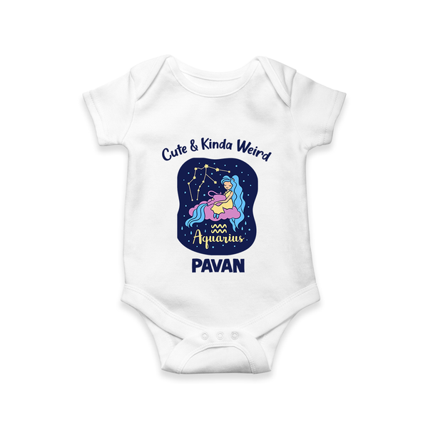 Cancer Cuddle Star Zodiac Printed Baby Romper - WHITE - New Born (Chest 14")