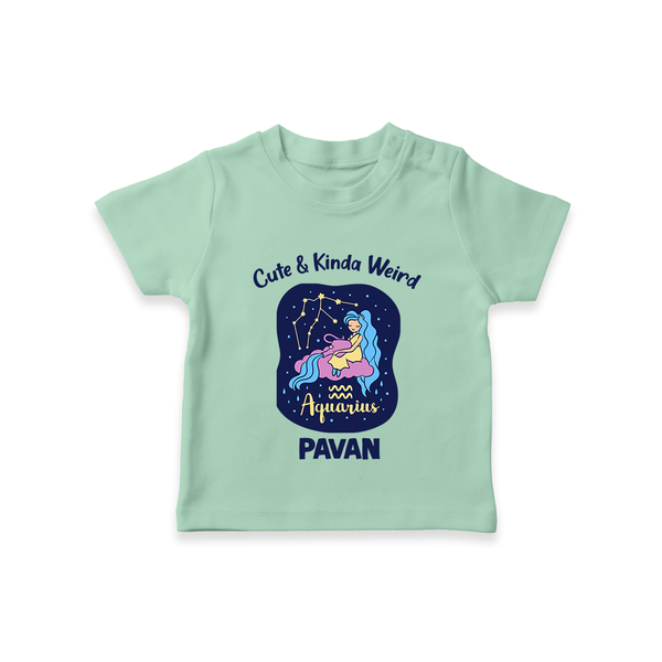 Cancer Cuddle Star Zodiac Printed Baby T shirt  - MINT GREEN - 0-5 Months Old (Chest 17")