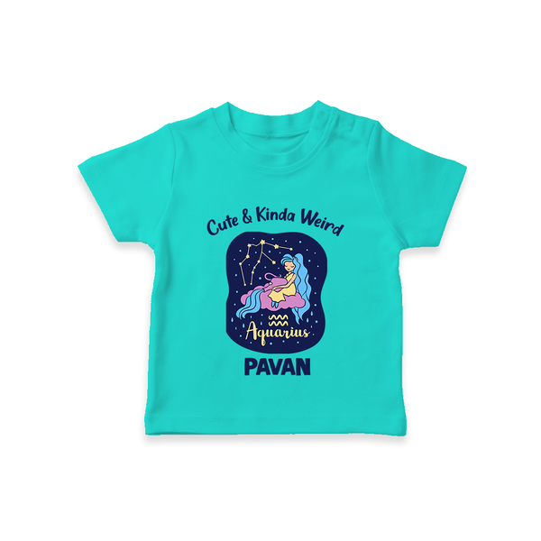Cancer Cuddle Star Zodiac Printed Baby T shirt  - TEAL - 0-5 Months Old (Chest 17")
