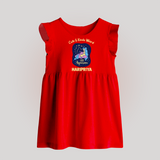 Cancer Cuddle Star Zodiac Printed  Baby Frock - RED - 0 - 3 Months Old (Chest 17")