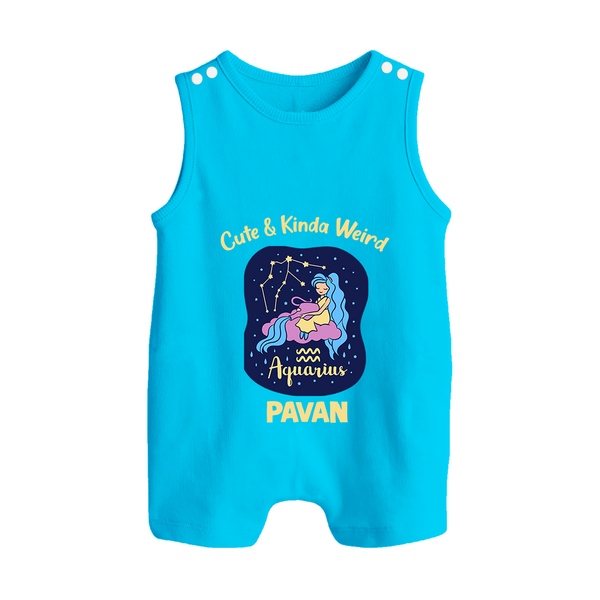 Aquarius Cuddle Star Zodiac Printed Baby Button Romper