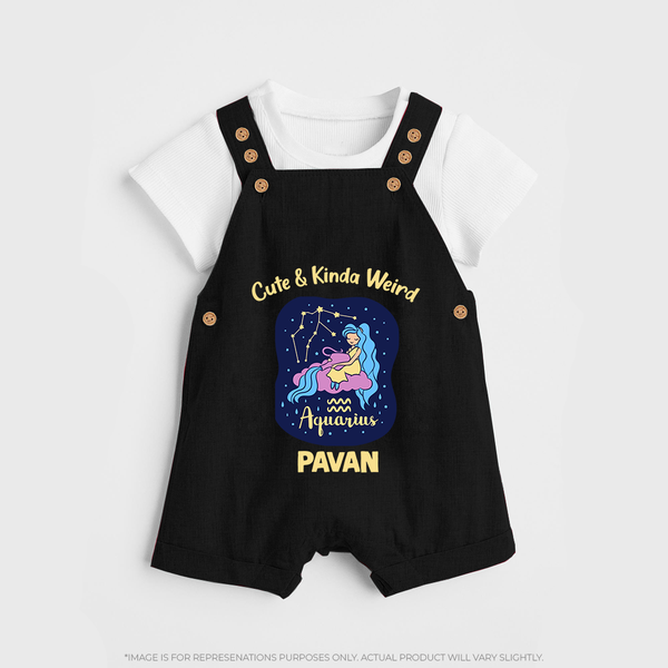 Cancer Cuddle Star Zodiac Printed Baby Dungaree - BLACK - 0 - 5 Months Old (Chest 18")