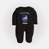 Cancer Cuddle Star Zodiac Printed BabyFullbody Suit - BLACK - New Born (Chest 7.5")