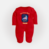 Cancer Cuddle Star Zodiac Printed BabyFullbody Suit - RED - New Born (Chest 7.5")