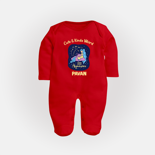Cancer Cuddle Star Zodiac Printed BabyFullbody Suit - RED - New Born (Chest 7.5")