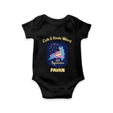 Cancer Cuddle Star Zodiac Printed Baby Romper - BLACK - New Born (Chest 14")
